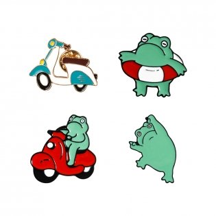 Набор металлических значков MESHU "Frog in trend", эмаль, 4 шт. Арт. MS_53684 фото книги 3