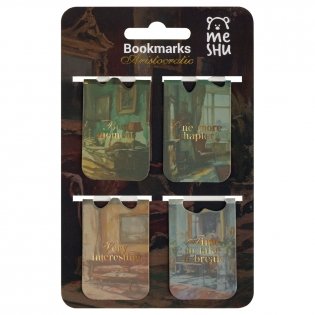 Закладки магнитные для книг, 4шт., MESHU "Aristocratic", матовая ламинация, фольга фото книги 3