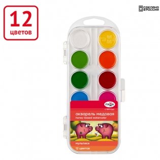 Акварель Гамма "Мультики" NEW, медовая, 12 цветов, без кисти, пластик. упак., европодвес фото книги 2