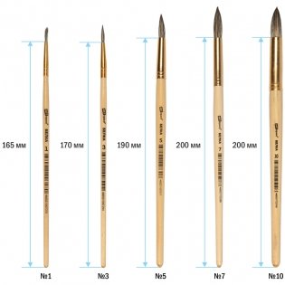 Набор кистей ArtSpace 6шт., белка, круглые, № 1, 3, 5, 7, 9, 11, блистер фото книги 3