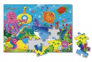 Пазл листовой на подложке. Морские обитатели. 24 детали фото книги 2