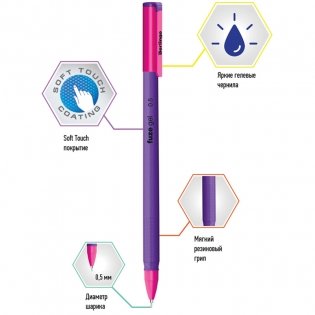 Ручка гелевая Berlingo "Fuze gel" черная, 0,5 мм, корпус ассорти. Арт. CGp_50017 фото книги 2