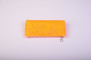 Пенал-косметичка (с блестками, на молнии, апельсиновый) фото книги