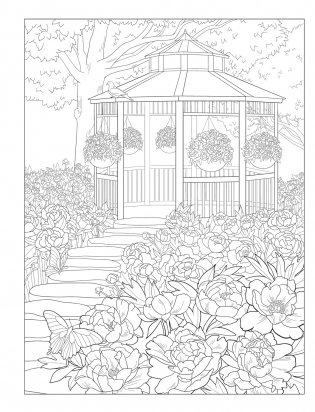 Creative Haven Gorgeous Gardens Coloring Book фото книги 8