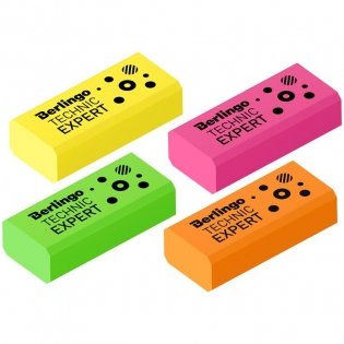 Ластик Berlingo "Technic Expert", прямоугольный, цвета ассорти, 40х18х11 мм фото книги