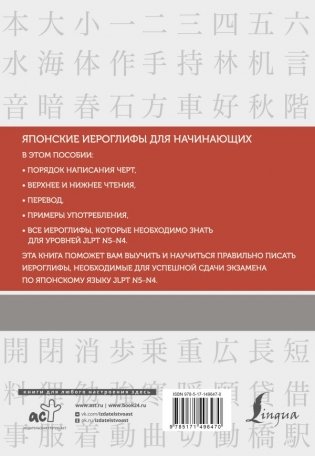 Японские иероглифы. Рабочая тетрадь для начинающих. Уровни JLPT N5-N4 фото книги 2