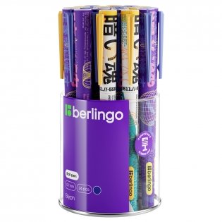 Ручка шариковая Berlingo Glyph синяя, 0,7 мм, грип, рисунок на корпусе, soft-touch, ассорти. Арт. Cbp_07S11 фото книги 3