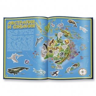 Новогодний подарок для любознательных. Животный мир Земли. Атлас с наклейками+игра-ходилка фото книги 2