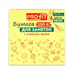 Бумага для заметок, 76x76 мм, 100 листов, 4 цвета неон фото книги