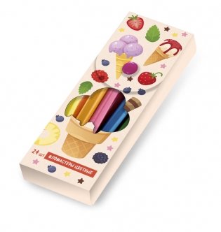 Пластиковый пенал с фломастерами "Рожок мороженого" (24 штуки) фото книги 2