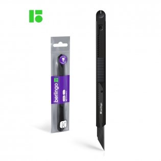 Нож канцелярский 9 мм Berlingo "DoubleBlack", auto-lock, металлический корпус, европодвес. Арт. BM4129 фото книги 2