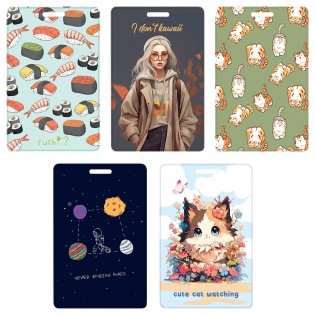 Обложка-карман для карт и пропусков OfficeSpace "Vibes", 95х65 мм, ПВХ, ассорти. Арт. PC_55431 фото книги