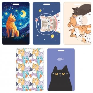 Обложка-карман для карт и пропусков OfficeSpace "Котики", 95х65 мм, ПВХ, ассорти. Арт. PC_55427 фото книги