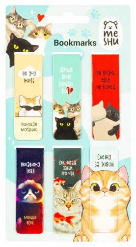 Закладки магнитные для книг, 6шт., MESHU "Funny joke", глянцевая ламинация фото книги