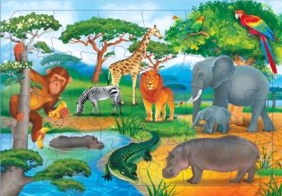 Пазл листовой на подложке "В Африке", 24 детали фото книги