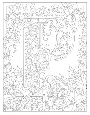 Creative Haven Beautiful Floral Alphabet Designs coloring book фото книги 11