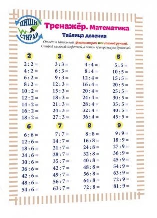 Справочные материалы. Тренажёр. Математика. Таблица деления (А5) фото книги