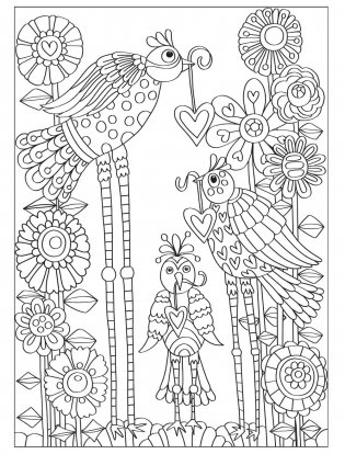 Creative Haven Fanciful Birds coloring book фото книги 5