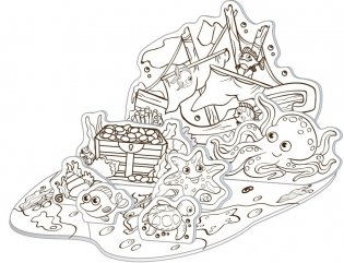 В море. Объемная 3D-раскраска фото книги 3