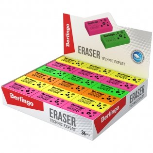 Ластик Berlingo "Technic Expert", прямоугольный, цвета ассорти, 40х18х11 мм фото книги 2