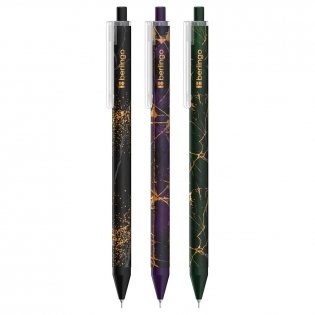 Ручка шариковая автоматическая Berlingo "Golden Shade" синяя, 0,7мм, рисунок на корпусе, soft touch, ассорти фото книги