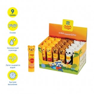 Клей-карандаш Мульти-Пульти "Зверята: Кот, Мишка, Панда", 9 г, колпачок в форме животного, ПВП. Арт. GS_33742 фото книги 2