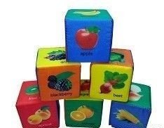 Мягкие кубики "Фрукты, овощи и ягоды по-английски", 6 кубиков фото книги