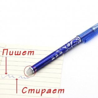Ручка гелевая синяя 0.5 мм, стираемые чернила фото книги 2