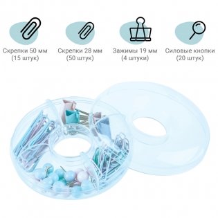 Набор мелкоофисных принадлежностей Meshu "Dew", 89 предметов, пастельные цвета, пластиковый пенал, европодвес фото книги 4