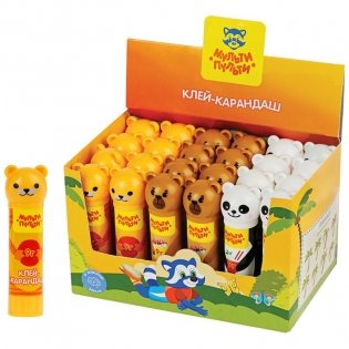 Клей-карандаш Мульти-Пульти "Зверята: Кот, Мишка, Панда", 9 г, колпачок в форме животного, ПВП. Арт. GS_33742 фото книги