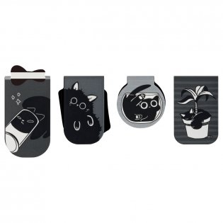 Закладки магнитные для книг, 4 шт., MESHU "Кошачьи будни", софт-тач. Арт. MS_66071 фото книги 5