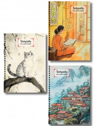 Комплект из 3-х тетрадей для иероглифов на пружине (ИК) фото книги