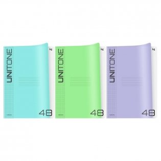 Тетрадь 48 л., А4 клетка BG UniTone. MIX, пластиковая обложка, микс цветов. Арт. Т4ск48_пл 57515 фото книги