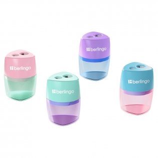 Точилка пластиковая Berlingo Haze XL, с контейнером, 2 отверстия, ассорти. Арт. BBp_15040 фото книги