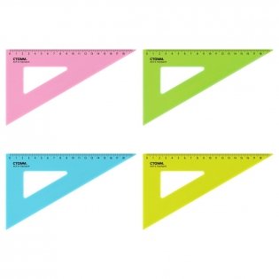Треугольник 30°, 18см СТАММ, пластиковый, прозрачный, неоновые цвета, ассорти. Арт. ТК47 фото книги