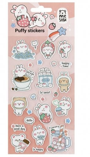 Наклейки объемные MESHU "Bubble bunny", 10х23 см, с блестками, пакет европодвес. Арт. MS_57641 фото книги