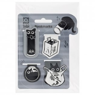 Закладки магнитные для книг, 4 шт., MESHU "Кошачьи будни", софт-тач. Арт. MS_66071 фото книги