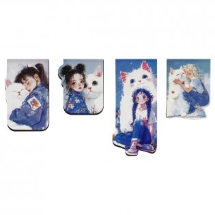 Закладки магнитные для книг, 4 шт., MESHU Be happy, матовая ламинация. Арт. MS_66069 фото книги 4