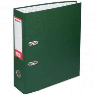 Папка-регистратор Berlingo "Hyper", 80 мм, бумвинил, с карм. на корешке, нижний метал. кант, зеленая. Арт. ATb_80504 фото книги