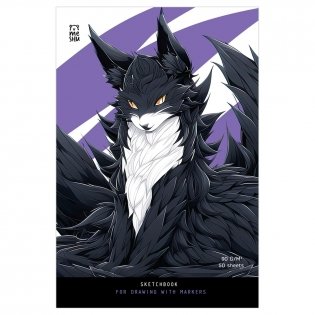 Скетчбук для рисования маркерами 50 л. А5 на склейке MESHU "Anime cat", 90 г/м2, soft touch фото книги