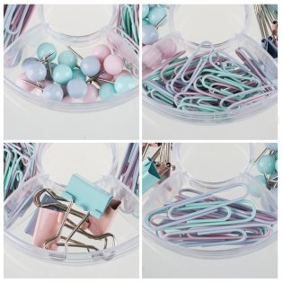 Набор мелкоофисных принадлежностей Meshu "Dew", 89 предметов, пастельные цвета, пластиковый пенал, европодвес фото книги 5